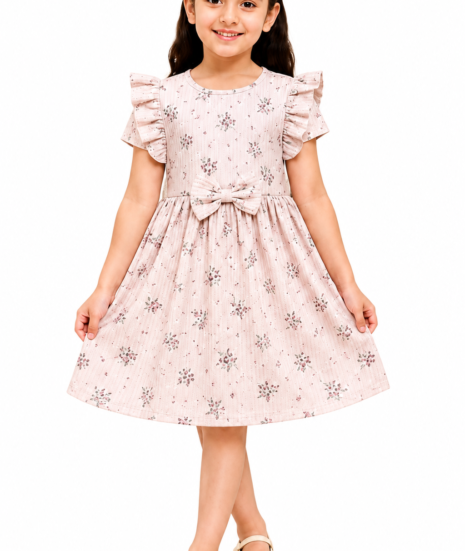Girls Floral Print Cotton Dress